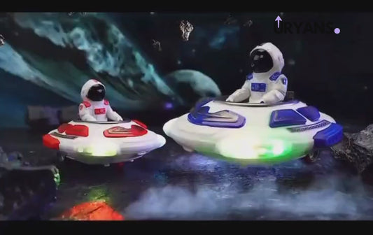 Uryans 2 Players RC Astronaut Space Bump Car | Remote Control Bumper Cars with Lights & Sounds | 360° Spinning Action | Rechargeable Toy for Kids