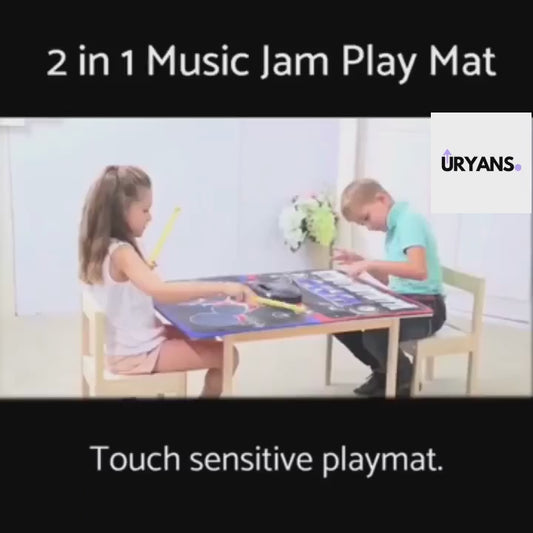 Uryans Portable 2-in-1 Drum & Piano Combo Educational Musical Play Mat with 8 Musical Instruments Piyano Band Magic Kit 24-Key Keyboard, Built-in Speaker, Record Function- Multi Color