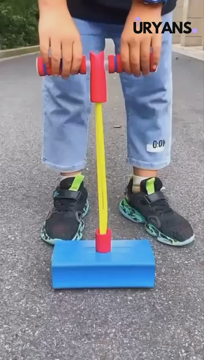 Uryans Kids Pogo Jumper Fun and Safe Pogo Stick for Toddlers, Durable Foam Bungee Jumping Stick Makes Squeaky Sounds Improves Balance, Bouncing Toy for Ages 3 and up Holds up to 250lbs - Multicolor